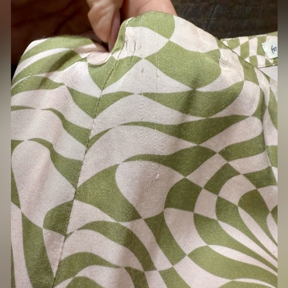 For Love & Lemons Aiko Green Pink Disoriented Checkered Mini Skirt Sz Medium - Picture 14 of 16